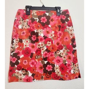 Ann Taylor Stretch Floral A-line Skirt Womens Size 8 Side Zipper